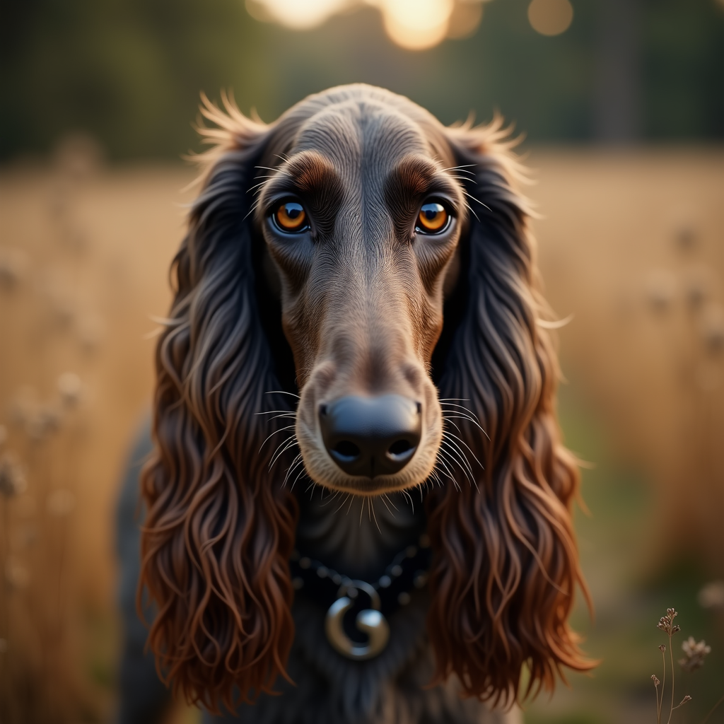 A photorealistic portrait of a Afghan Hound in its natural habitat