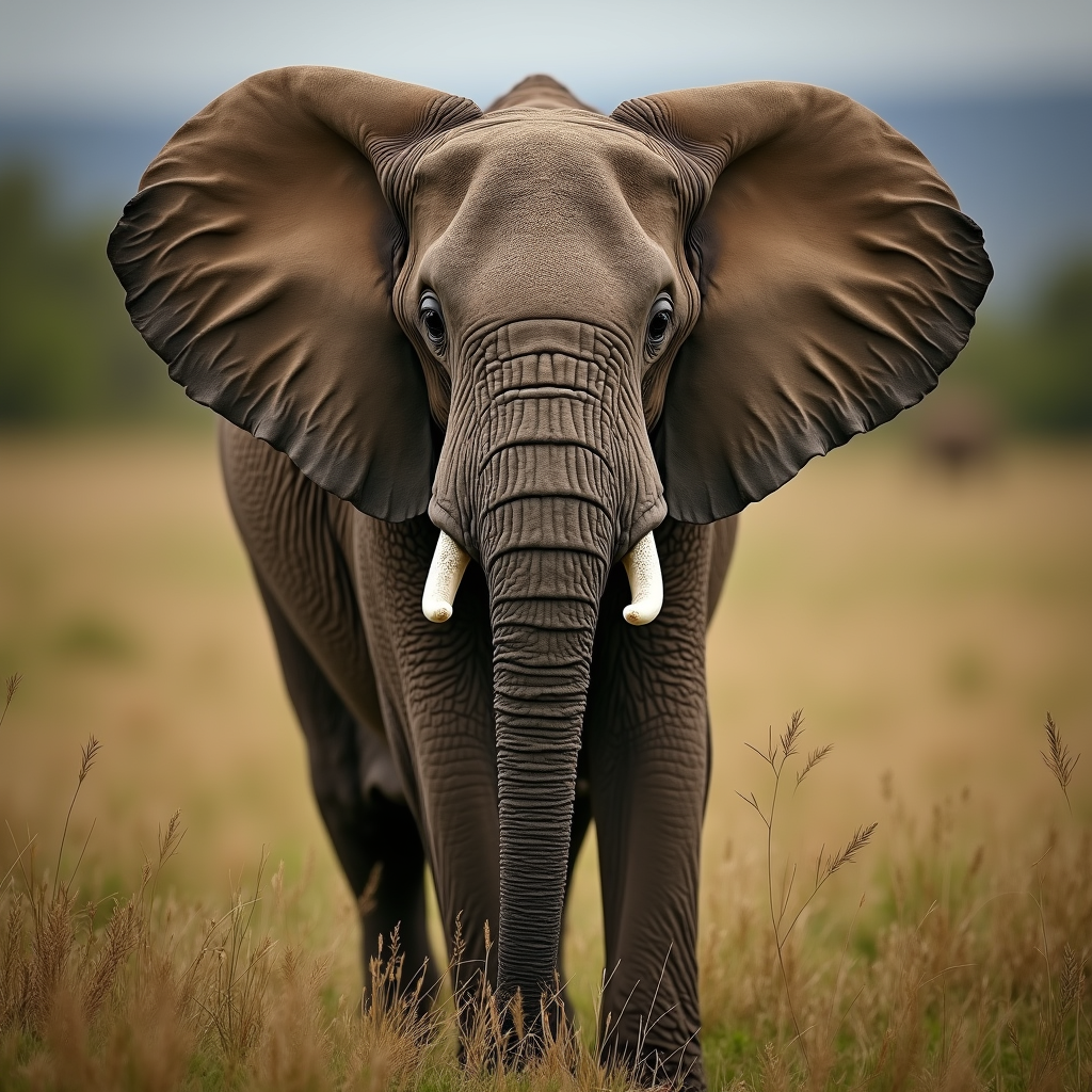 A photorealistic portrait of a African Bush Elephant in its natural habitat