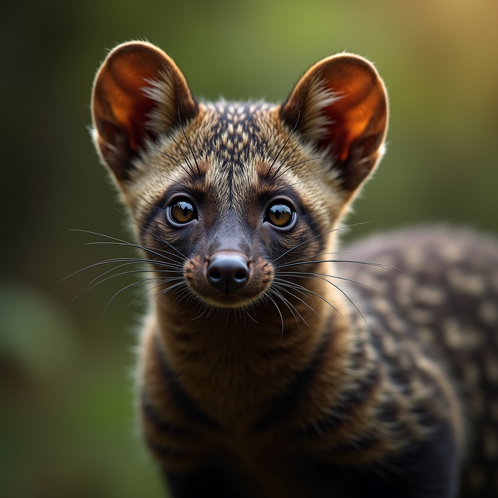 A photorealistic portrait of a African Civet in its natural habitat