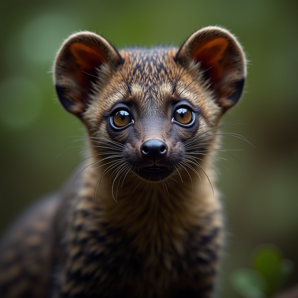 A photorealistic portrait of a African Civet in its natural habitat