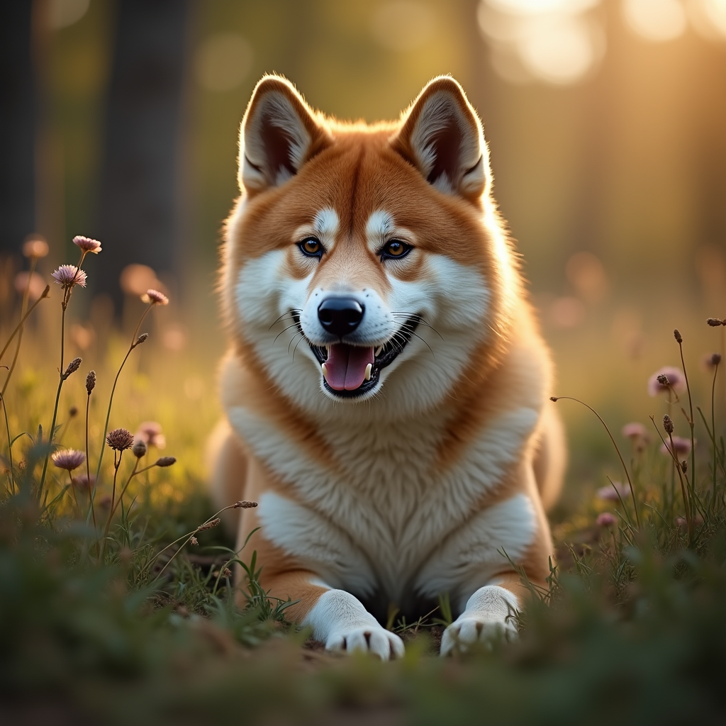 A photorealistic portrait of a Akita in its natural habitat