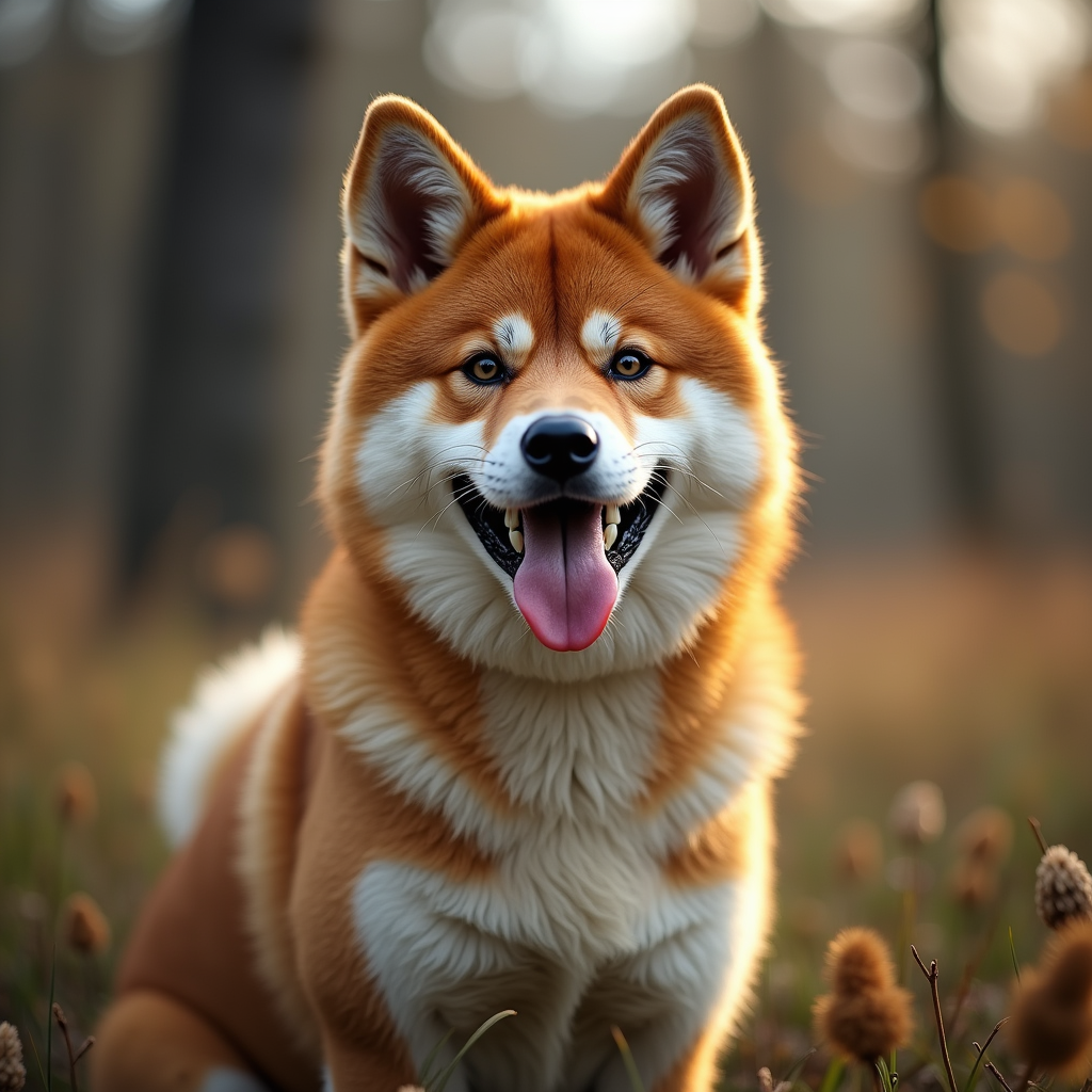 A photorealistic portrait of a Akita in its natural habitat