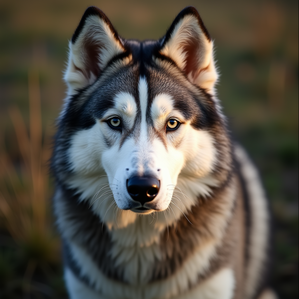 A photorealistic portrait of a Alaskan Malamute in its natural habitat