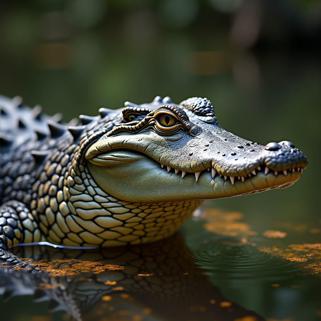 A photorealistic portrait of a Alligator in its natural habitat