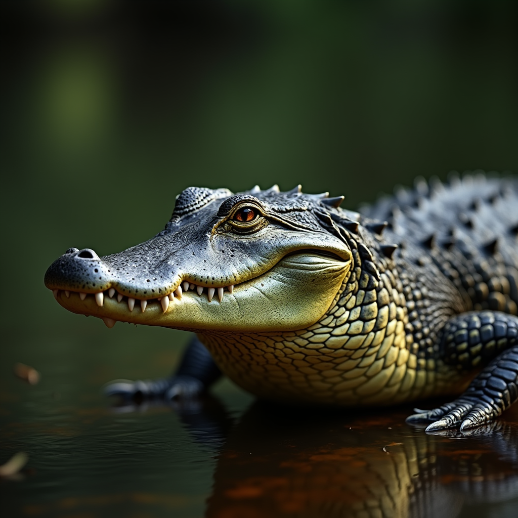 A photorealistic portrait of a Alligator in its natural habitat