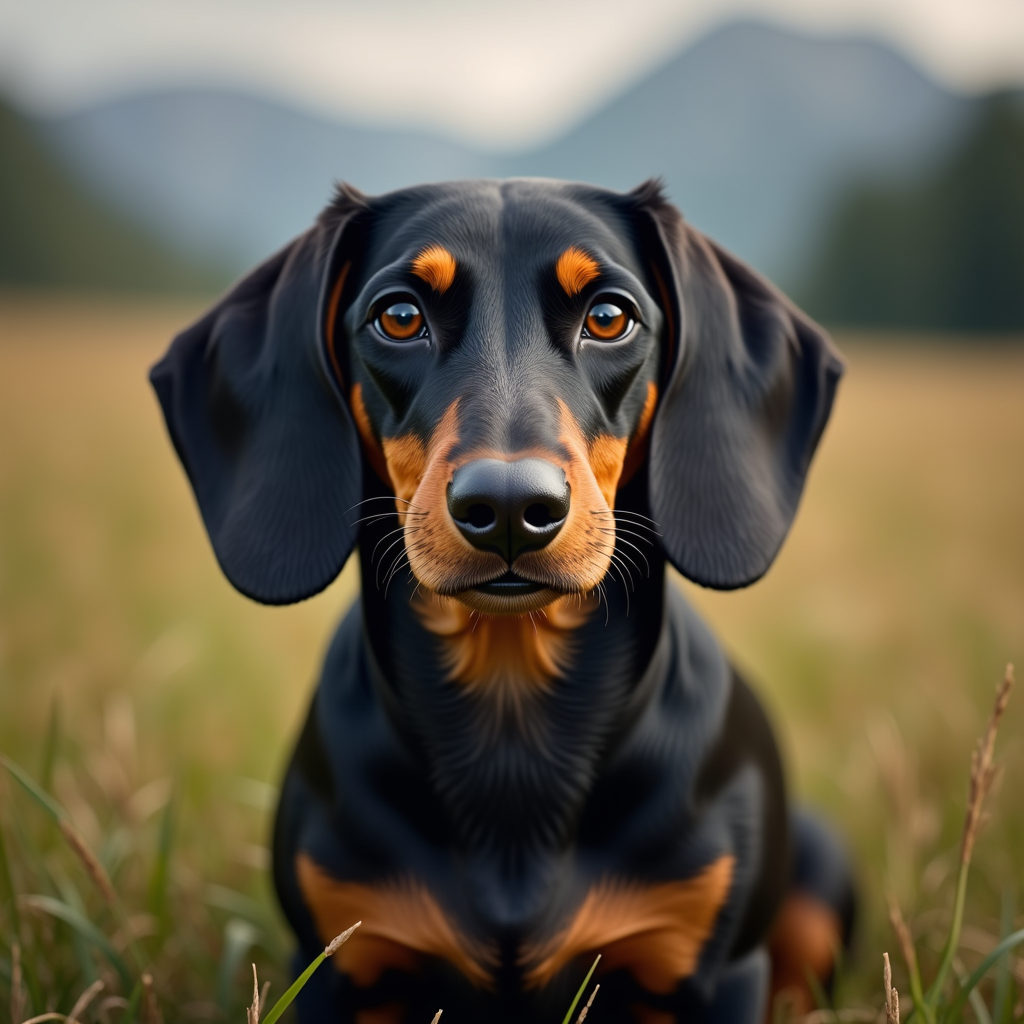 A photorealistic portrait of a Alpine Dachsbracke in its natural habitat