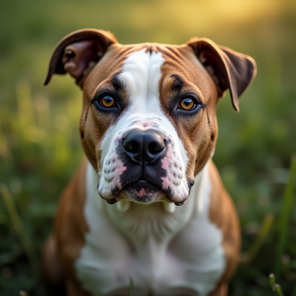 A photorealistic portrait of a American Bulldog in its natural habitat