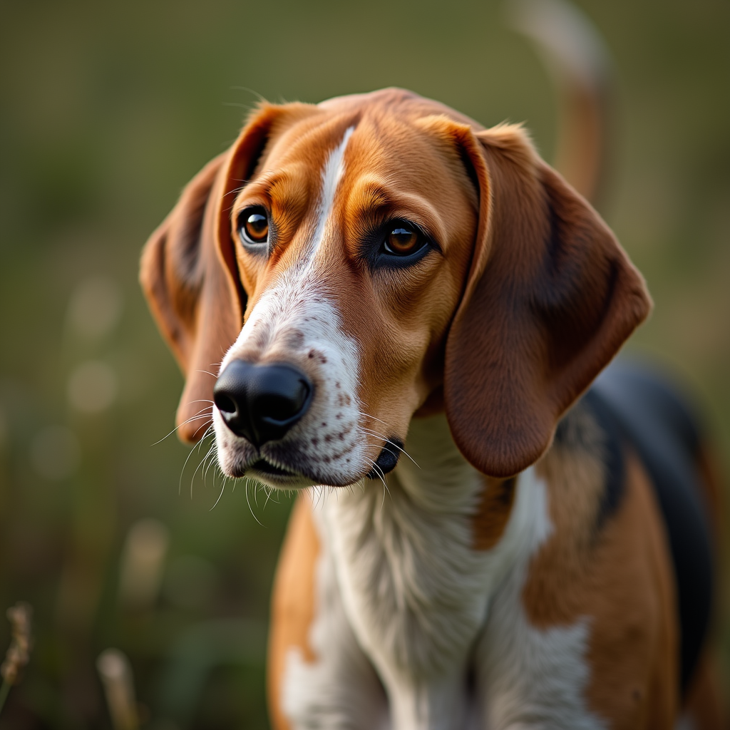 A photorealistic portrait of a American Foxhound in its natural habitat