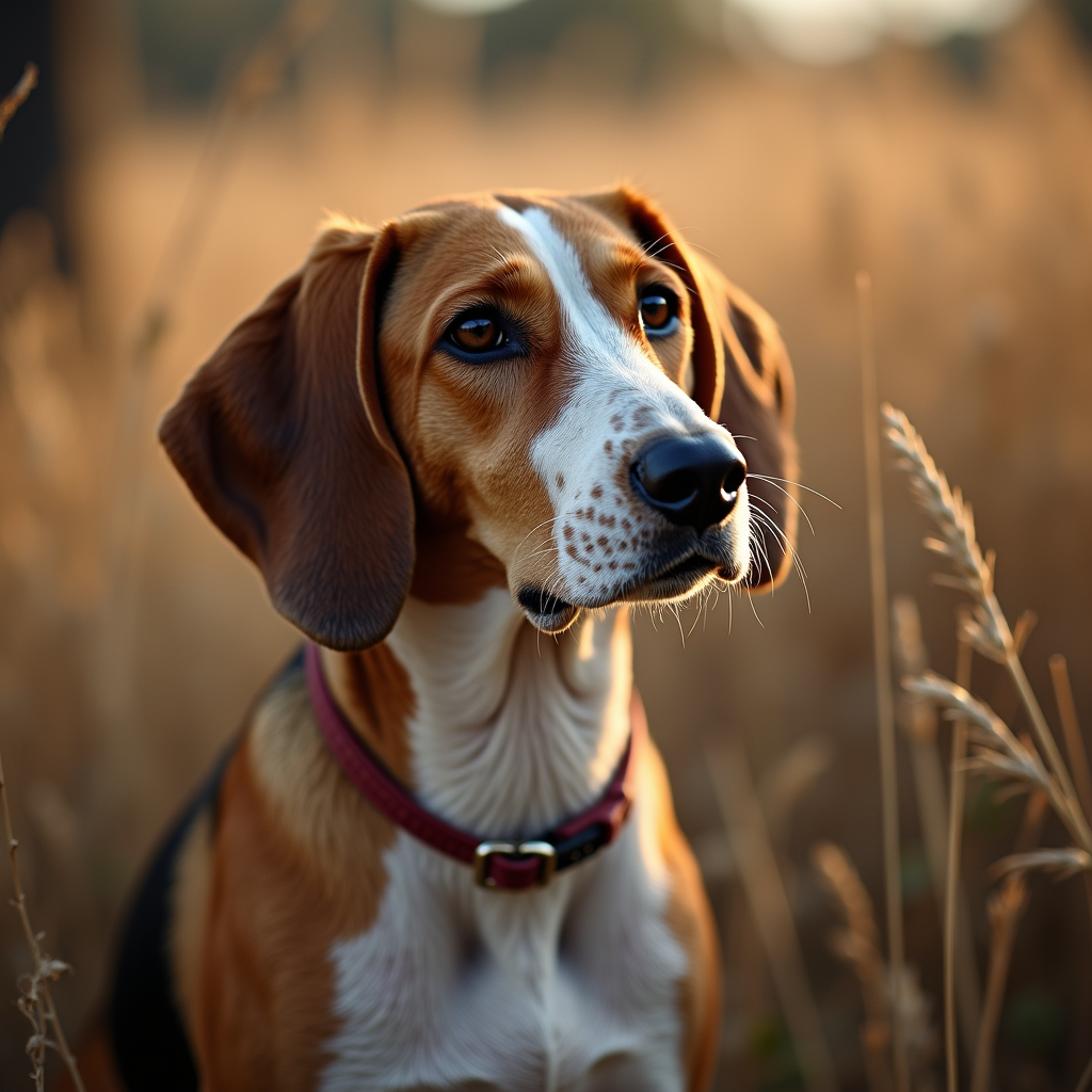 A photorealistic portrait of a American Foxhound in its natural habitat