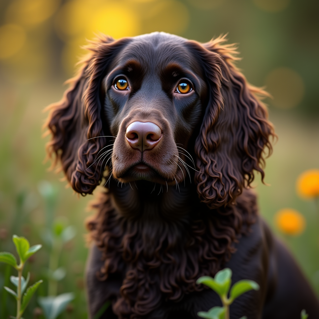 A photorealistic portrait of a American Water Spaniel in its natural habitat