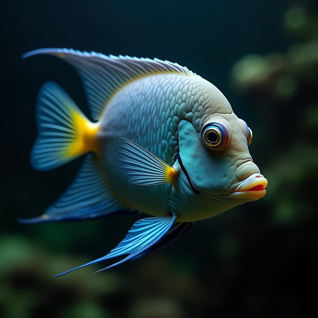 A photorealistic portrait of a Angelfish in its natural habitat