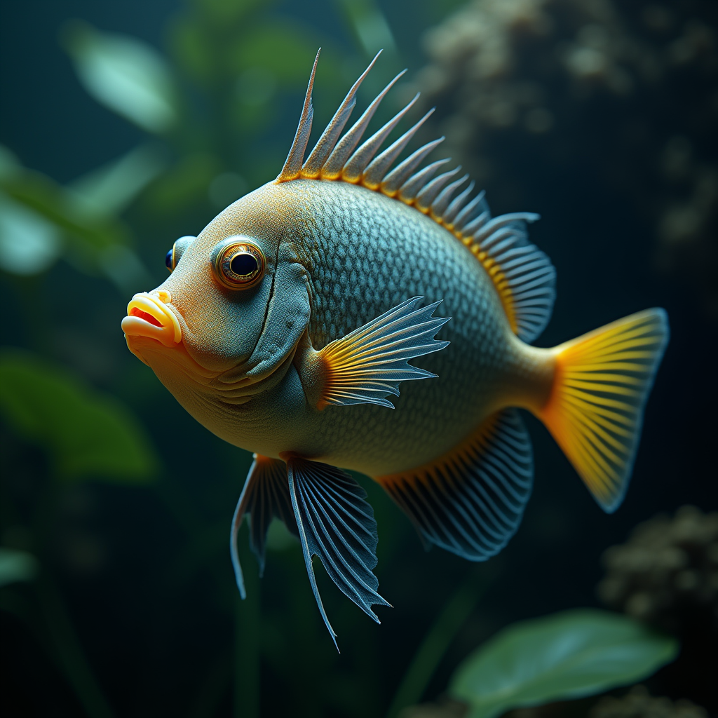 A photorealistic portrait of a Angelfish in its natural habitat