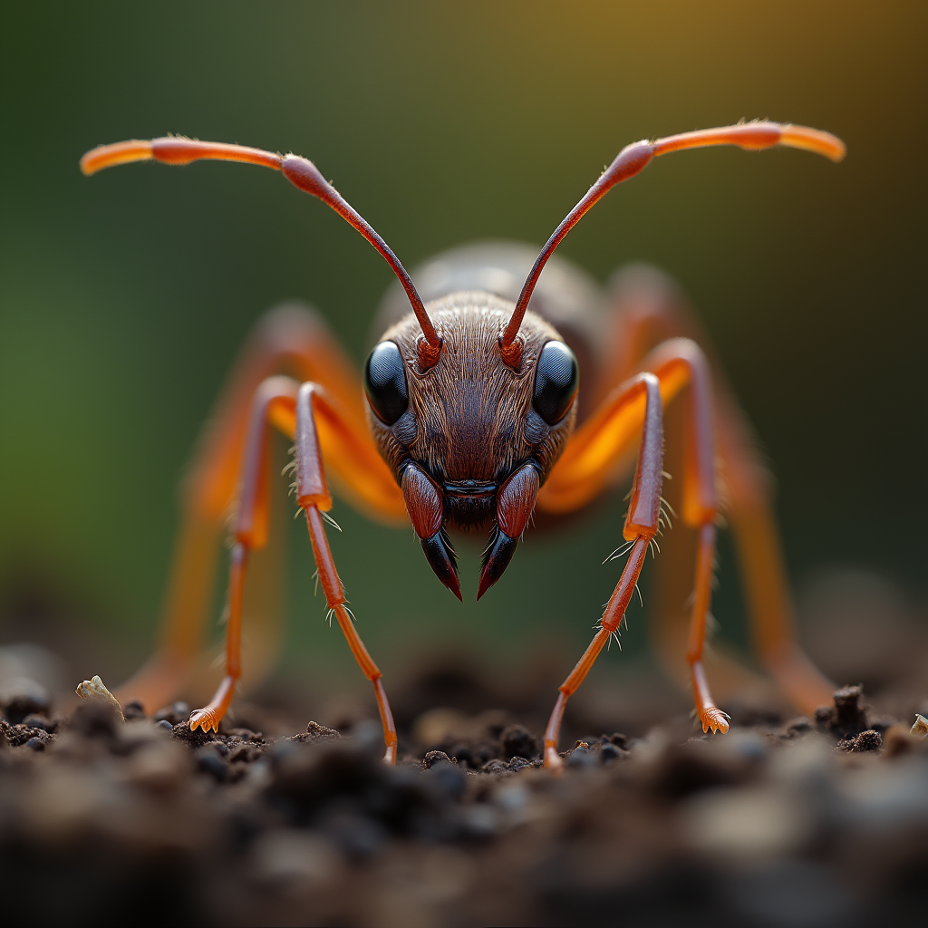 A photorealistic portrait of a Ant in its natural habitat
