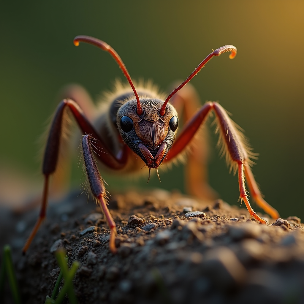 A photorealistic portrait of a Ant in its natural habitat