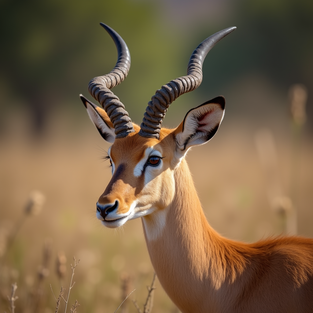 A photorealistic portrait of a Antelope in its natural habitat