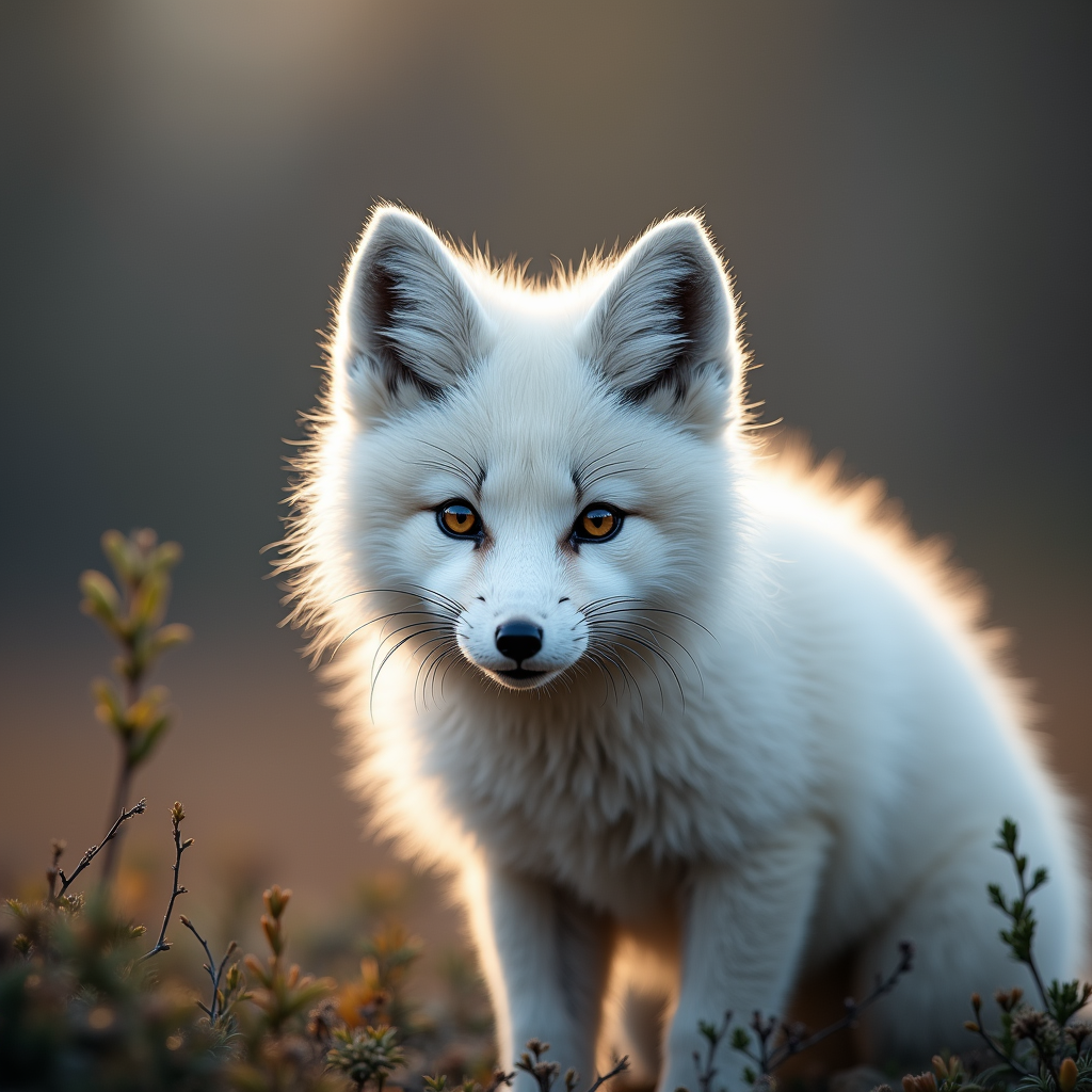 A photorealistic portrait of a Arctic Fox in its natural habitat