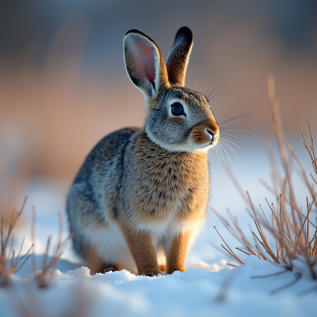 A photorealistic portrait of a Arctic Hare in its natural habitat