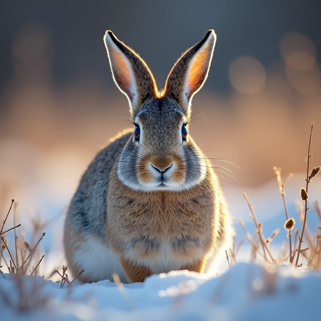 A photorealistic portrait of a Arctic Hare in its natural habitat