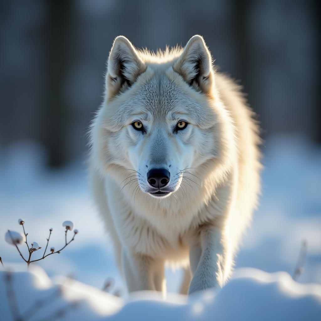A photorealistic portrait of a Arctic Wolf in its natural habitat