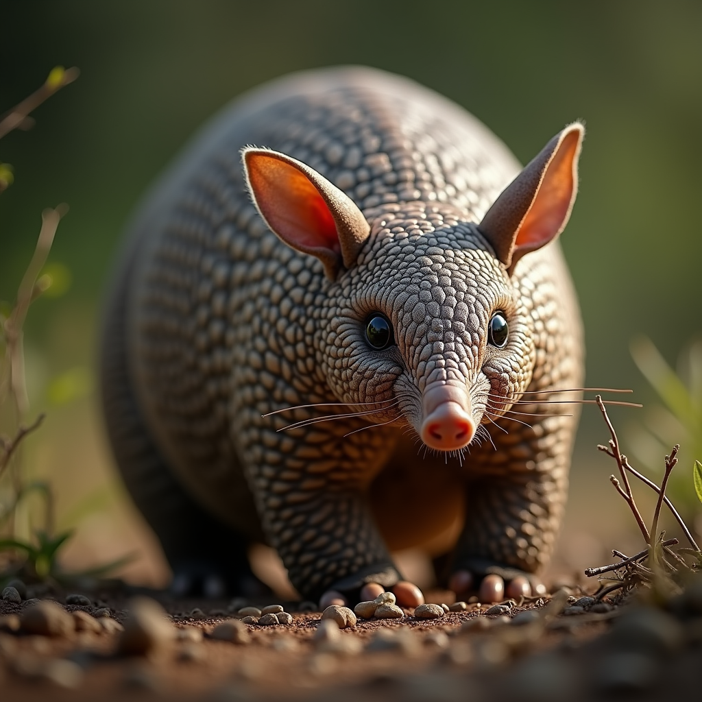 A photorealistic portrait of a Armadillo in its natural habitat
