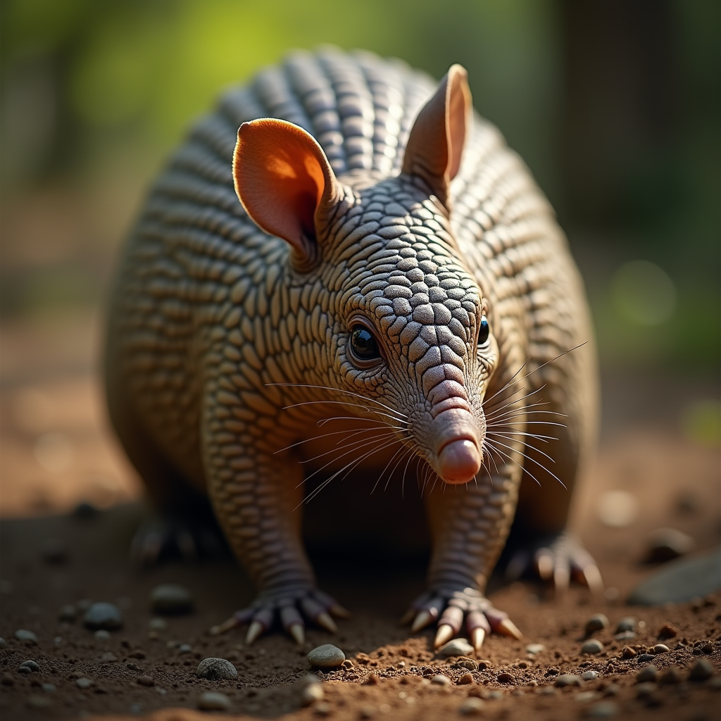 A photorealistic portrait of a Armadillo in its natural habitat