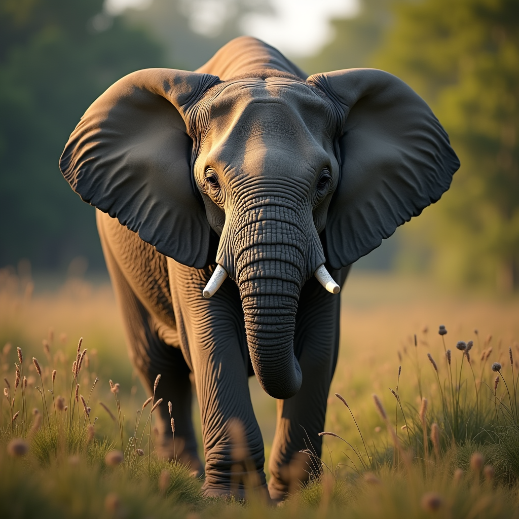 A photorealistic portrait of a Asian Elephant in its natural habitat