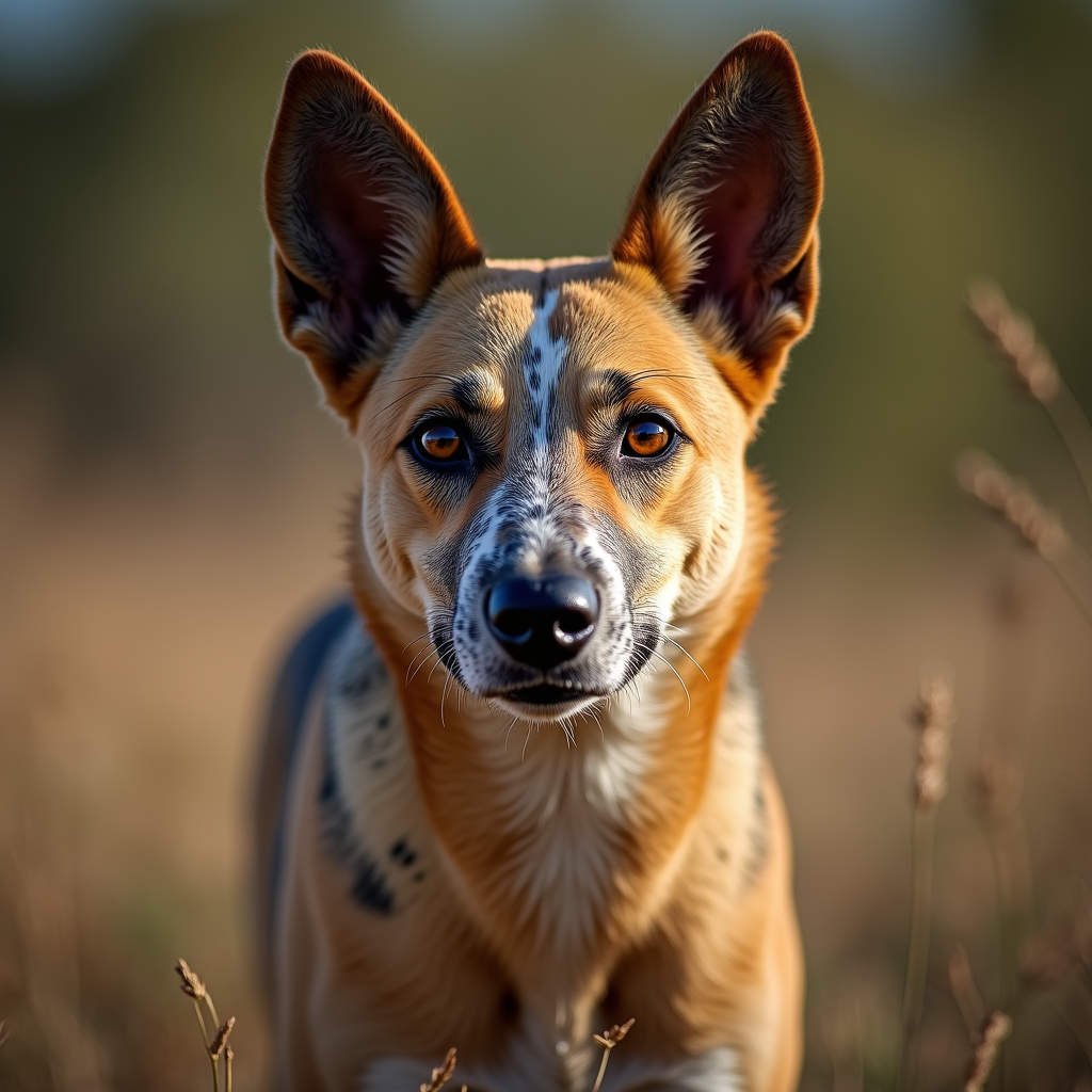 A photorealistic portrait of a Australian Cattle Dog in its natural habitat