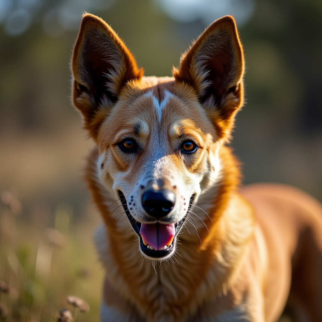 A photorealistic portrait of a Australian Cattle Dog in its natural habitat