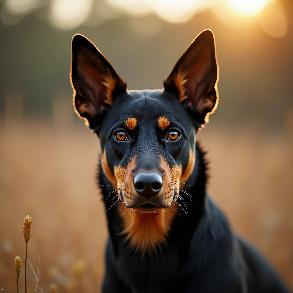 A photorealistic portrait of a Australian Kelpie Dog in its natural habitat