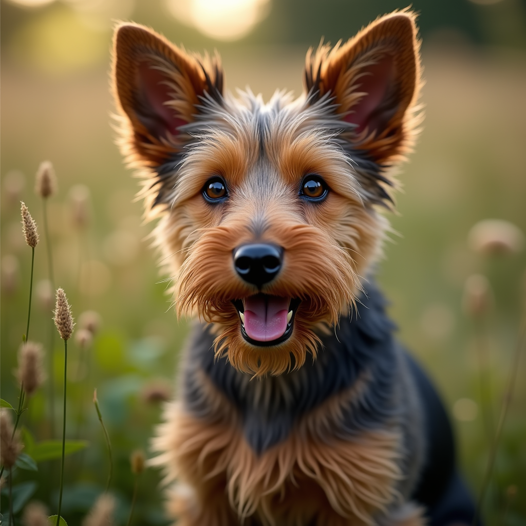 A photorealistic portrait of a Australian Terrier in its natural habitat