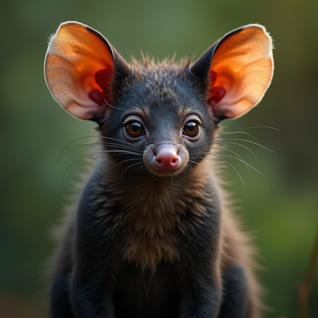 A photorealistic portrait of a Aye Aye in its natural habitat