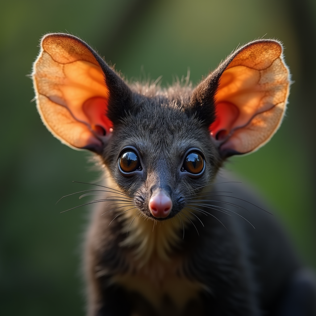 A photorealistic portrait of a Aye Aye in its natural habitat