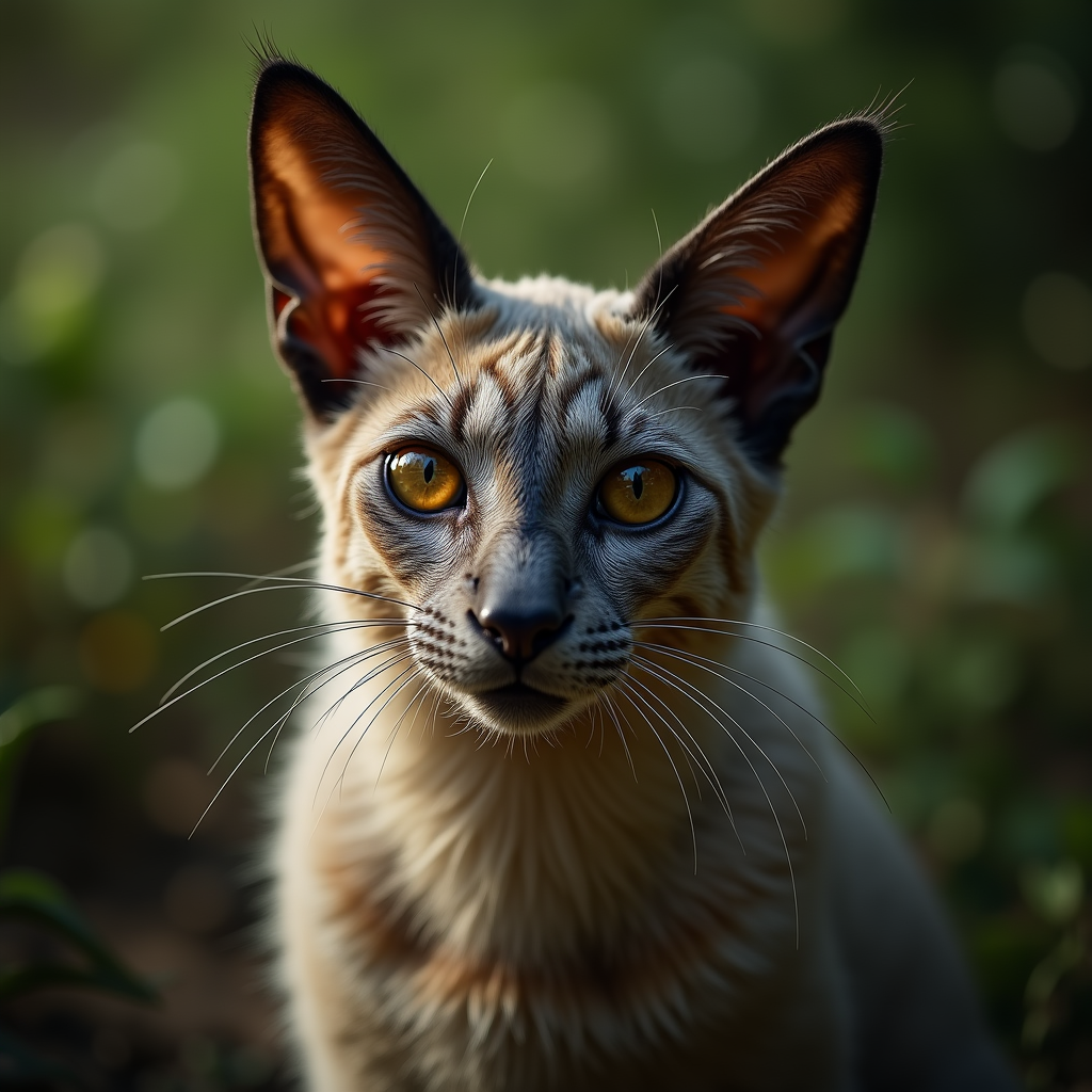 A photorealistic portrait of a Balinese in its natural habitat