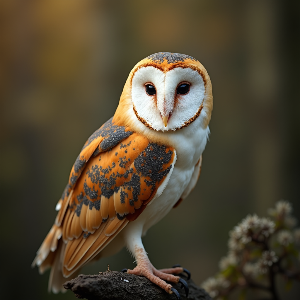 A photorealistic portrait of a Barn Owl in its natural habitat