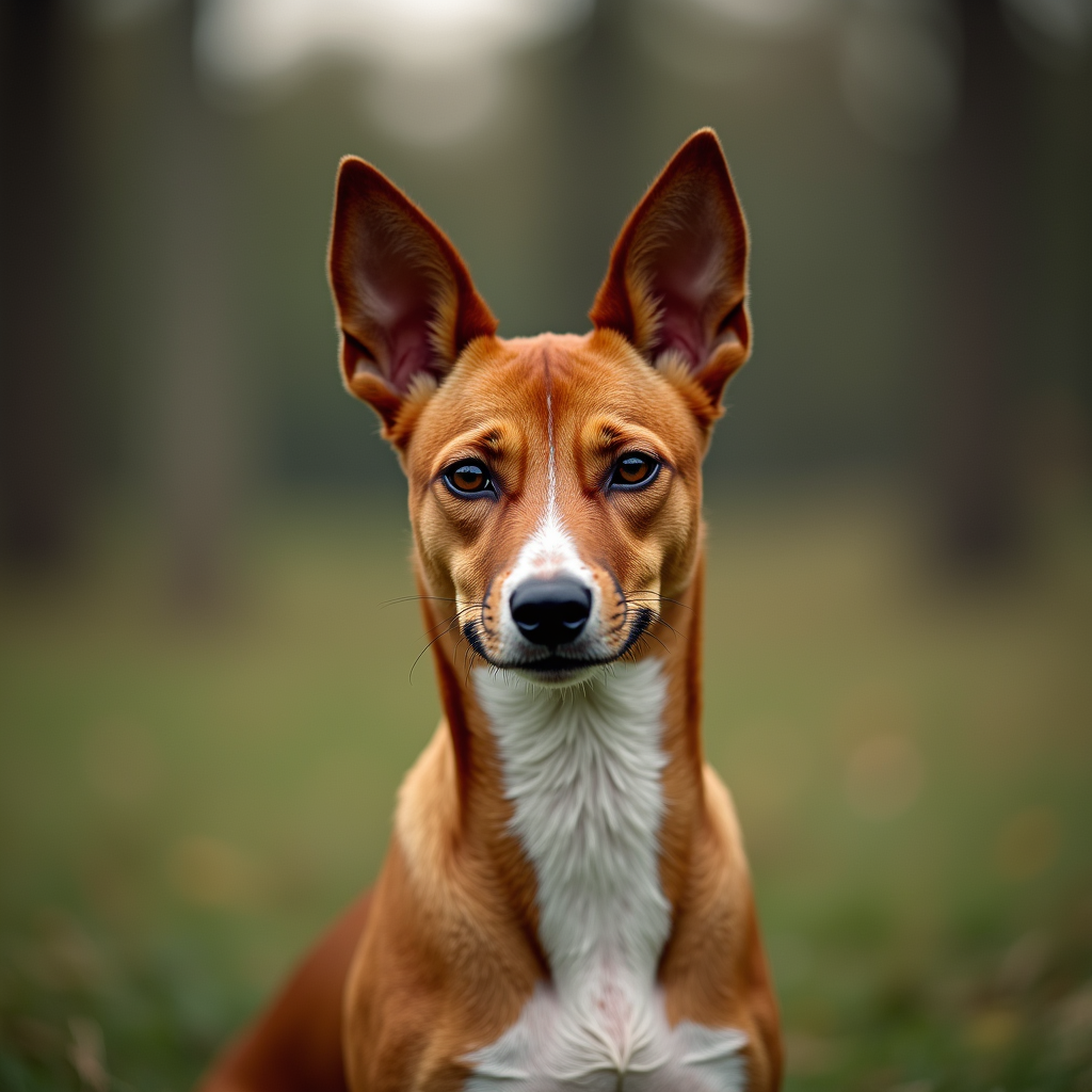 A photorealistic portrait of a Basenji Dog in its natural habitat