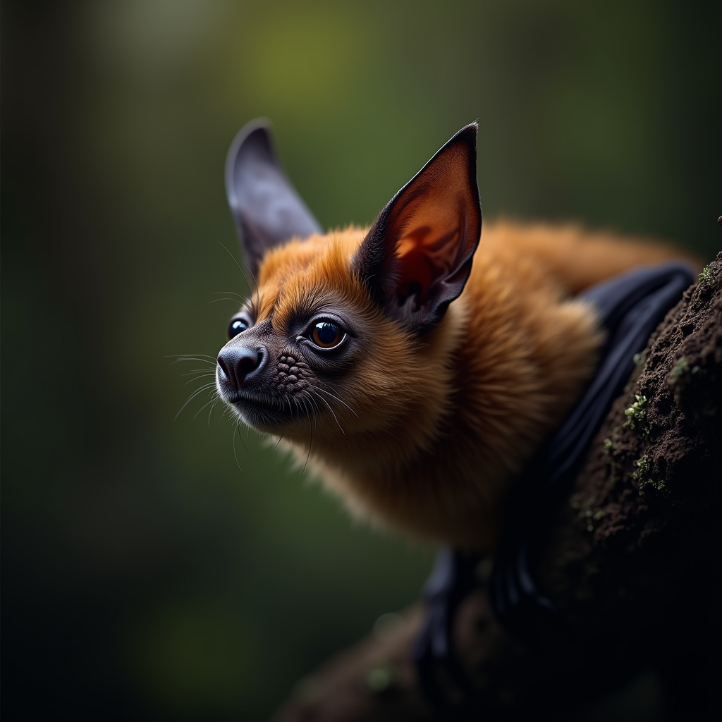 A photorealistic portrait of a Bat in its natural habitat