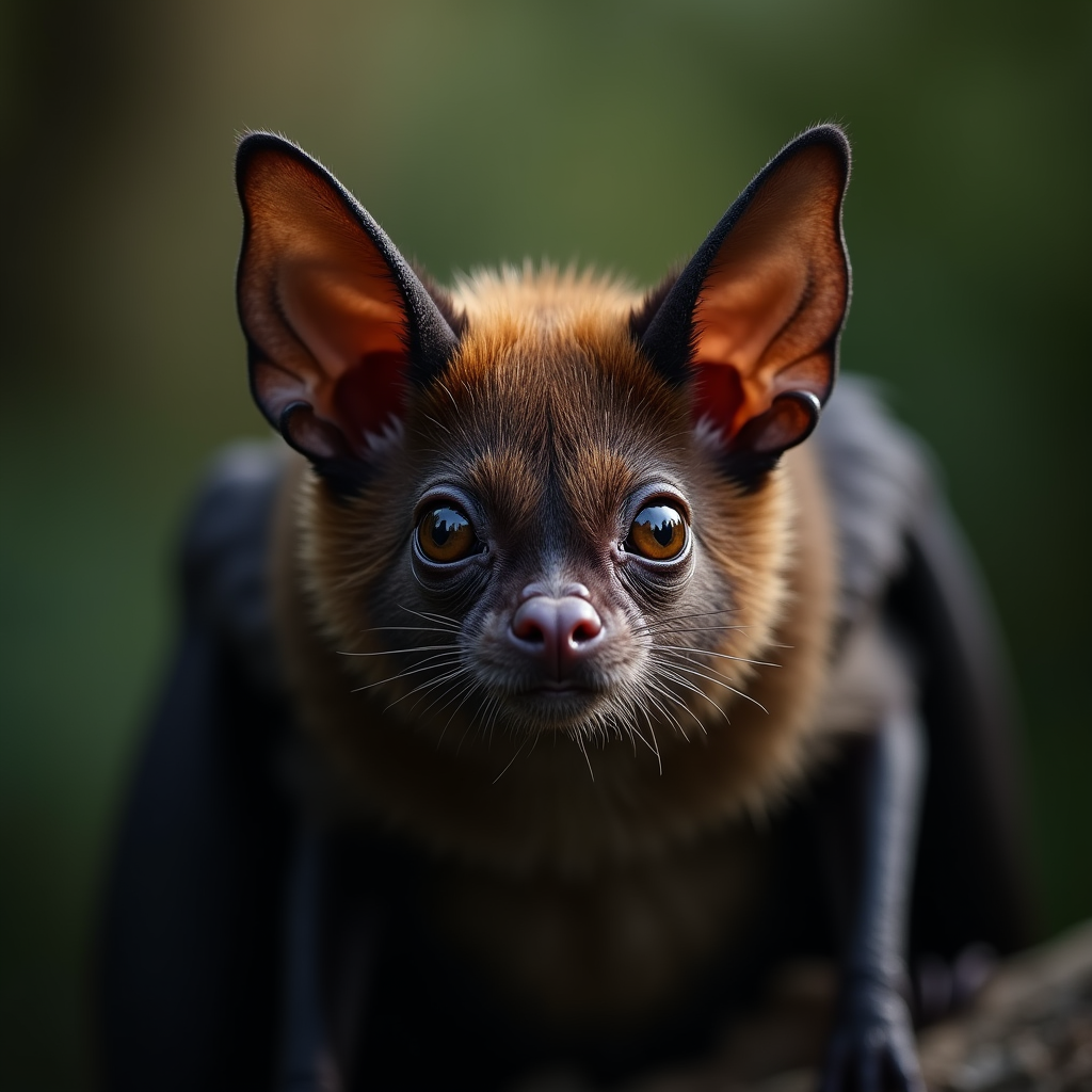 A photorealistic portrait of a Bat in its natural habitat