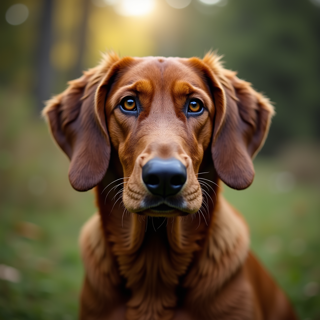 A photorealistic portrait of a Bavarian Mountain Hound in its natural habitat