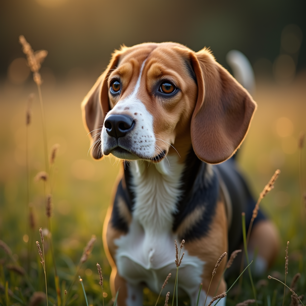 A photorealistic portrait of a Beagle in its natural habitat