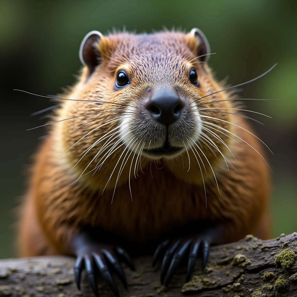 A photorealistic portrait of a Beaver in its natural habitat