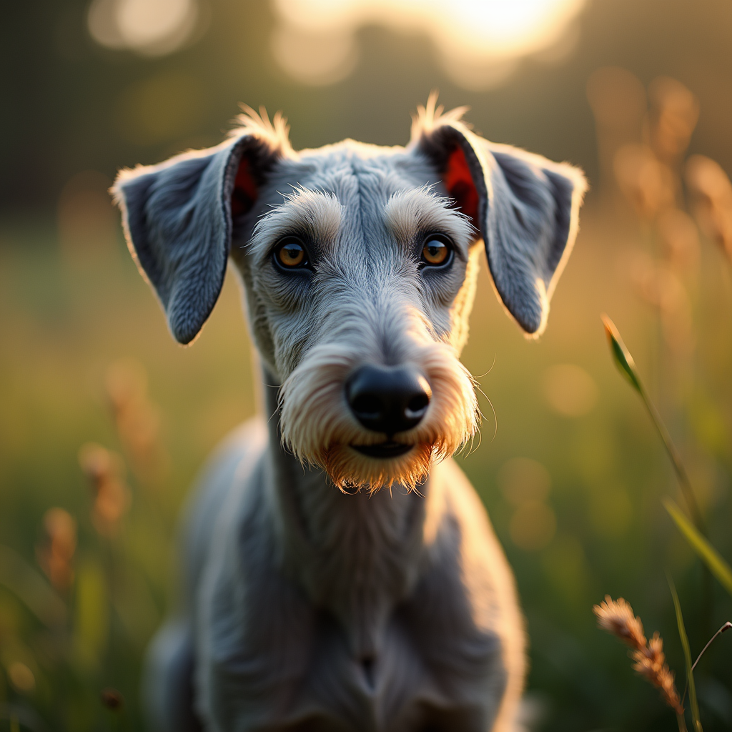 A photorealistic portrait of a Bedlington Terrier in its natural habitat