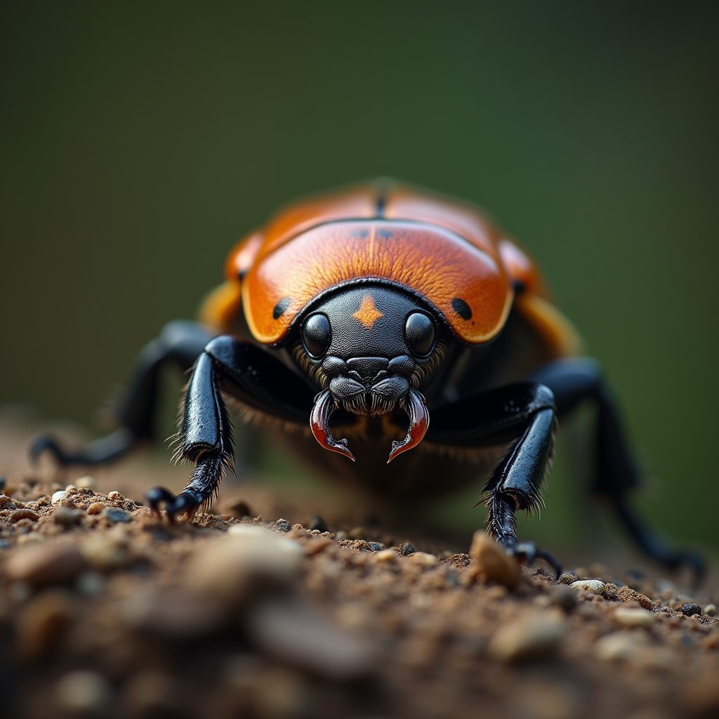 A photorealistic portrait of a Beetle in its natural habitat