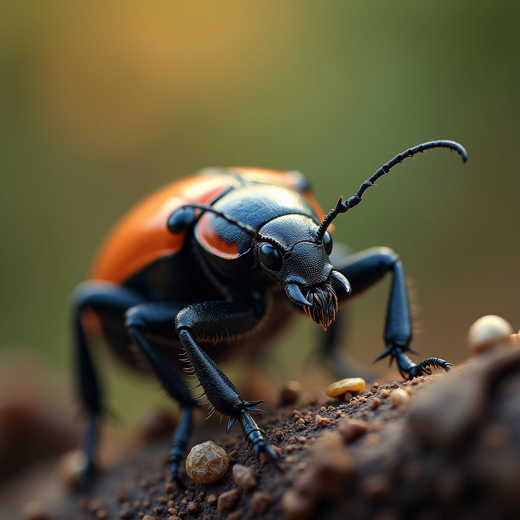 A photorealistic portrait of a Beetle in its natural habitat
