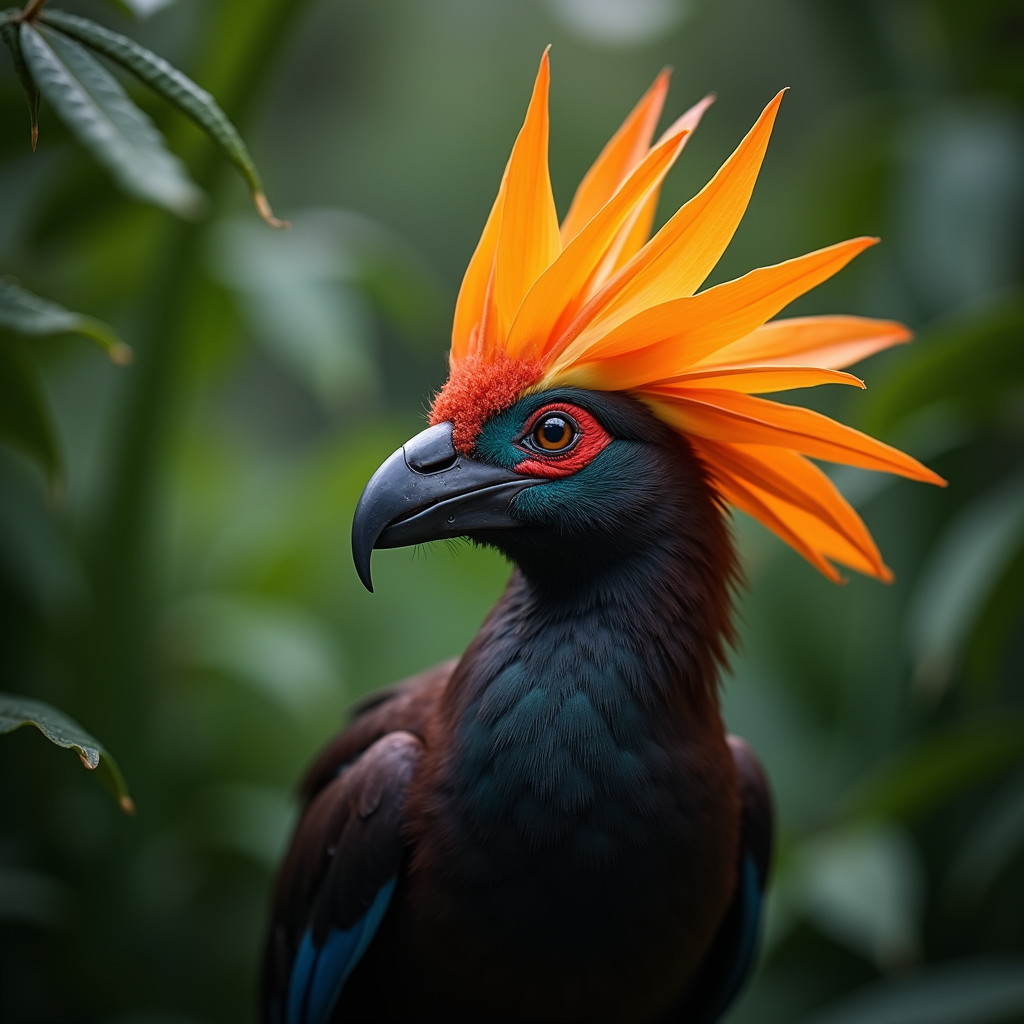 A photorealistic portrait of a Birds Of Paradise in its natural habitat