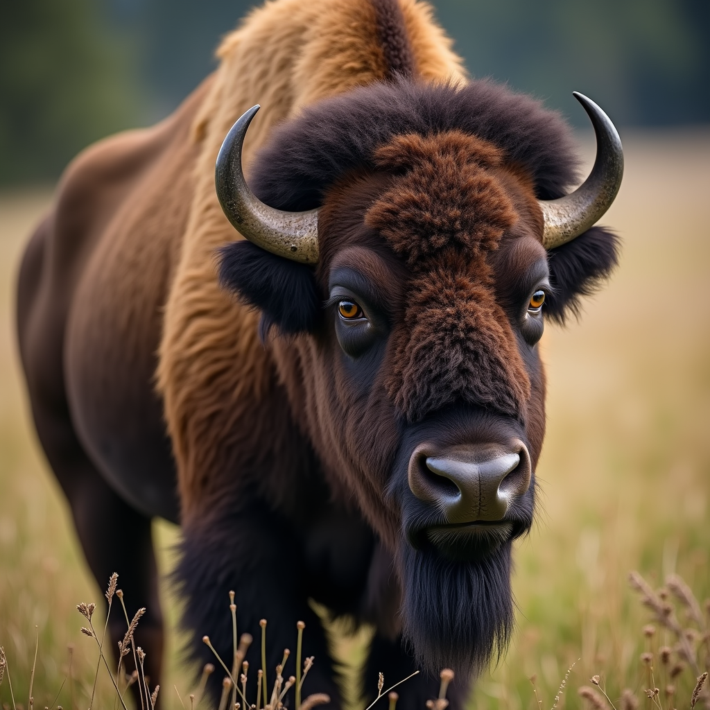 A photorealistic portrait of a Bison in its natural habitat
