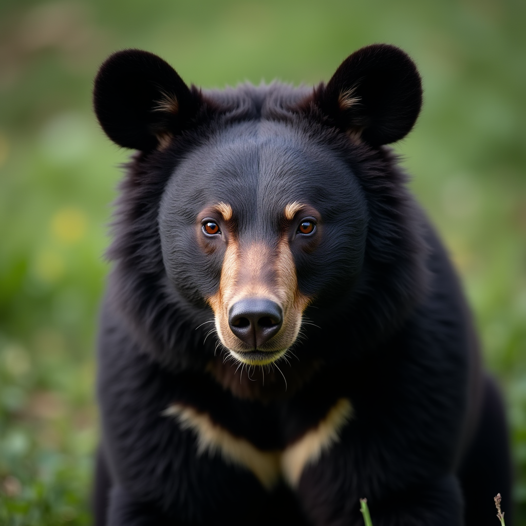 A photorealistic portrait of a Black Bear in its natural habitat