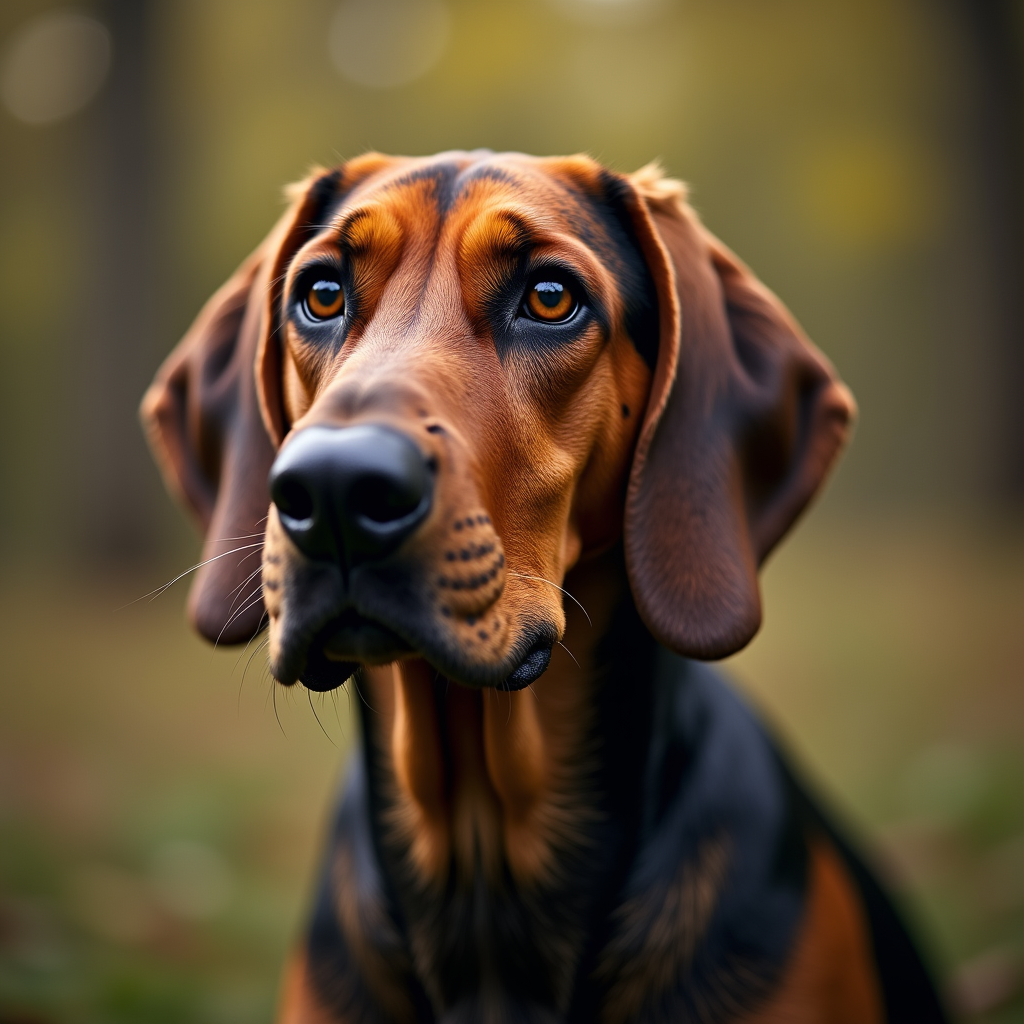 A photorealistic portrait of a Bloodhound in its natural habitat