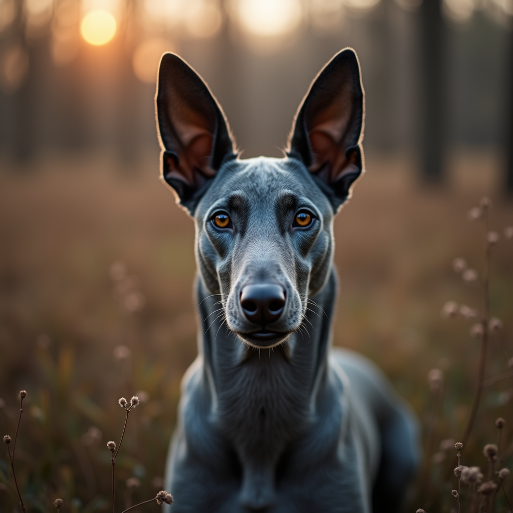 A photorealistic portrait of a Blue Lacy Dog in its natural habitat