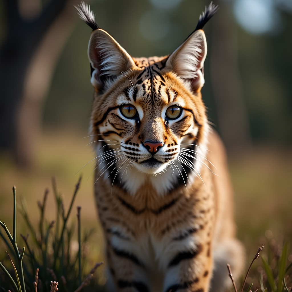 A photorealistic portrait of a Bobcat in its natural habitat