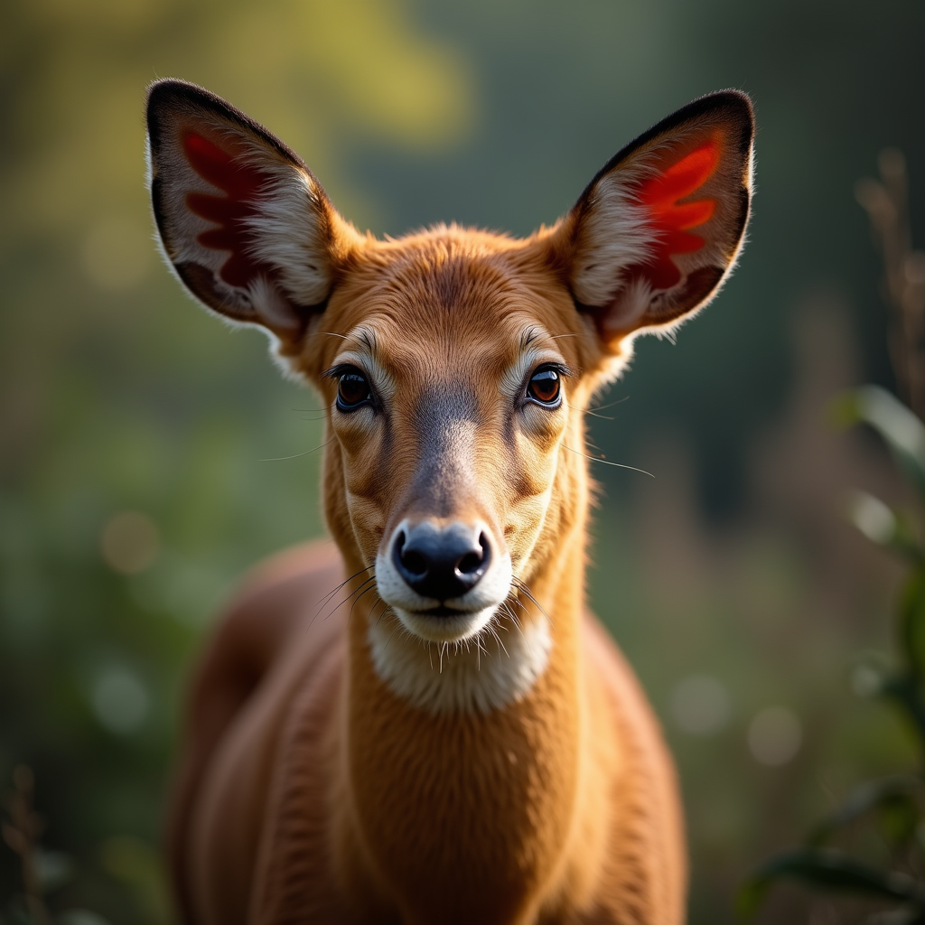 A photorealistic portrait of a Bongo in its natural habitat